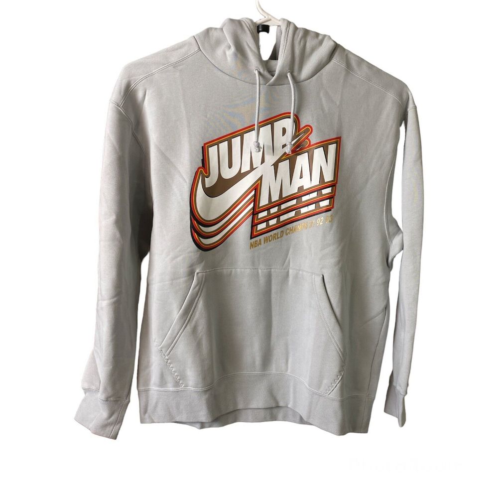 Nike Air Jordan Hoodie Grey Fog Fleece Men's Size Large, NBA World Champs New
